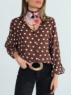 Blusa Lunares, color Café