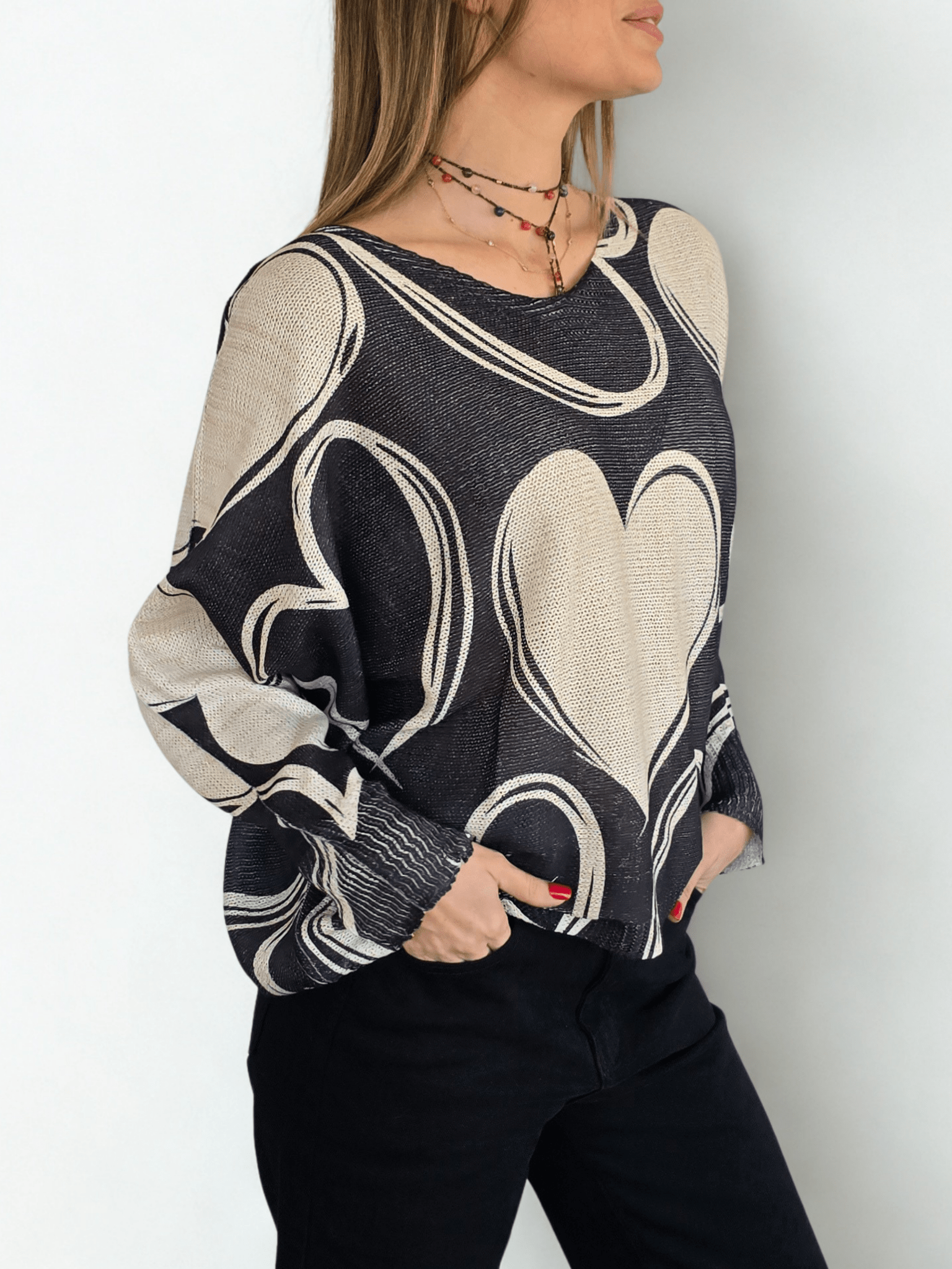 Sweater Italiano Corazón, fondo Negro
