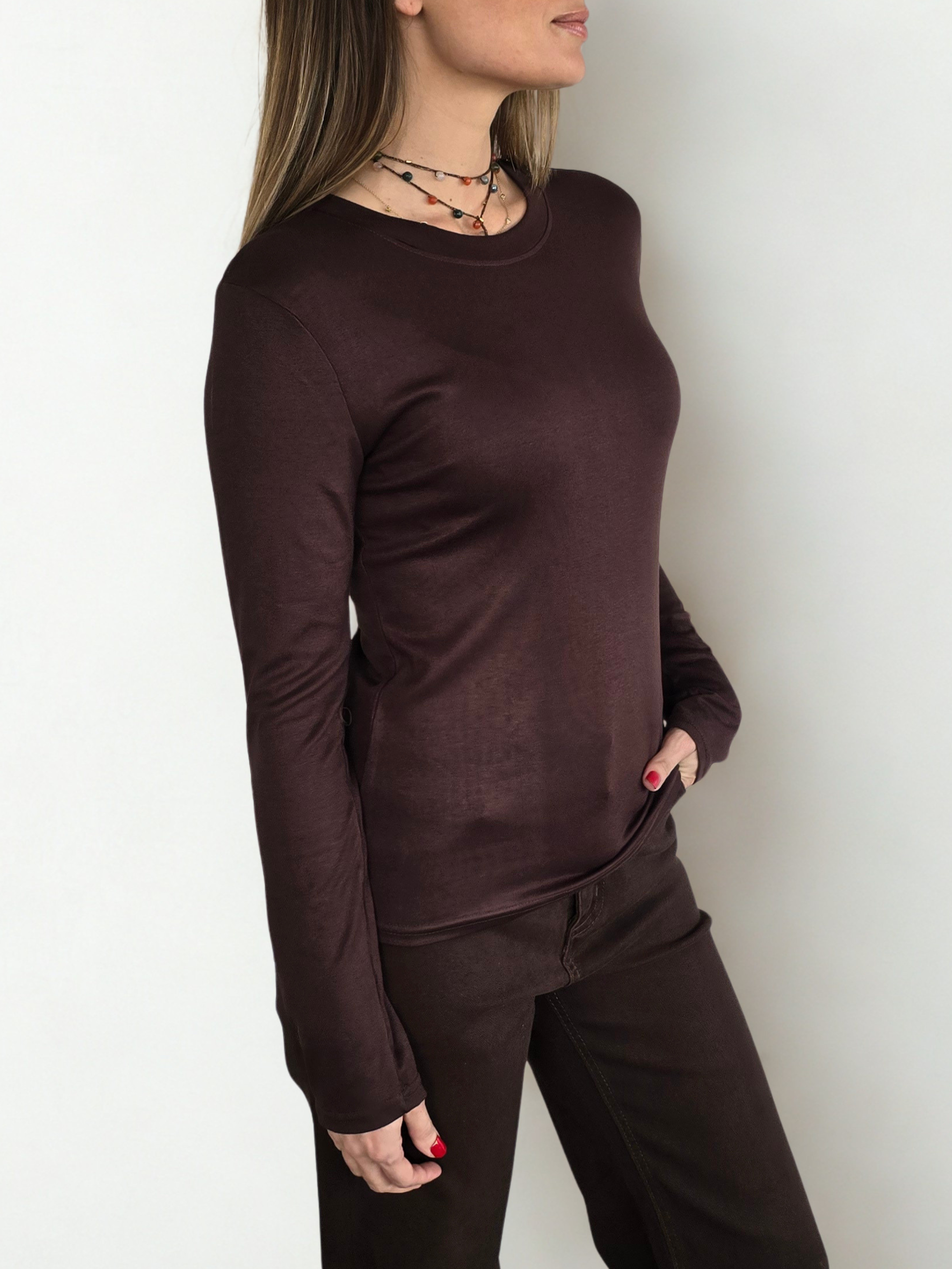 Polera Básica, color Café