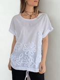 Polera Italiana Bordada, color Blanco