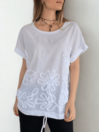 Polera Italiana Bordada, color Blanco