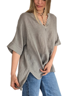 Blusa Italiana Escote Bordado, color Taupe
