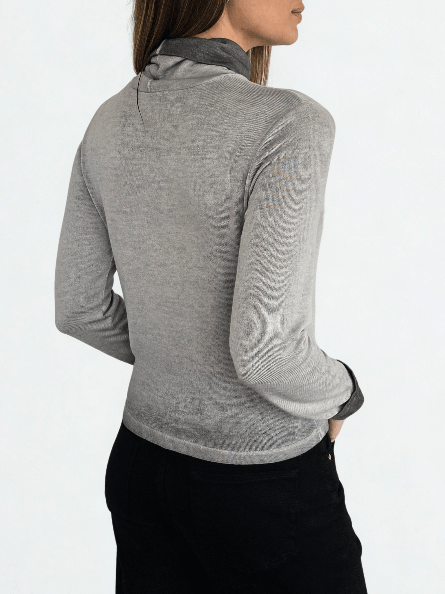 Polera Beatle Italiano corto degrade, color gris claro