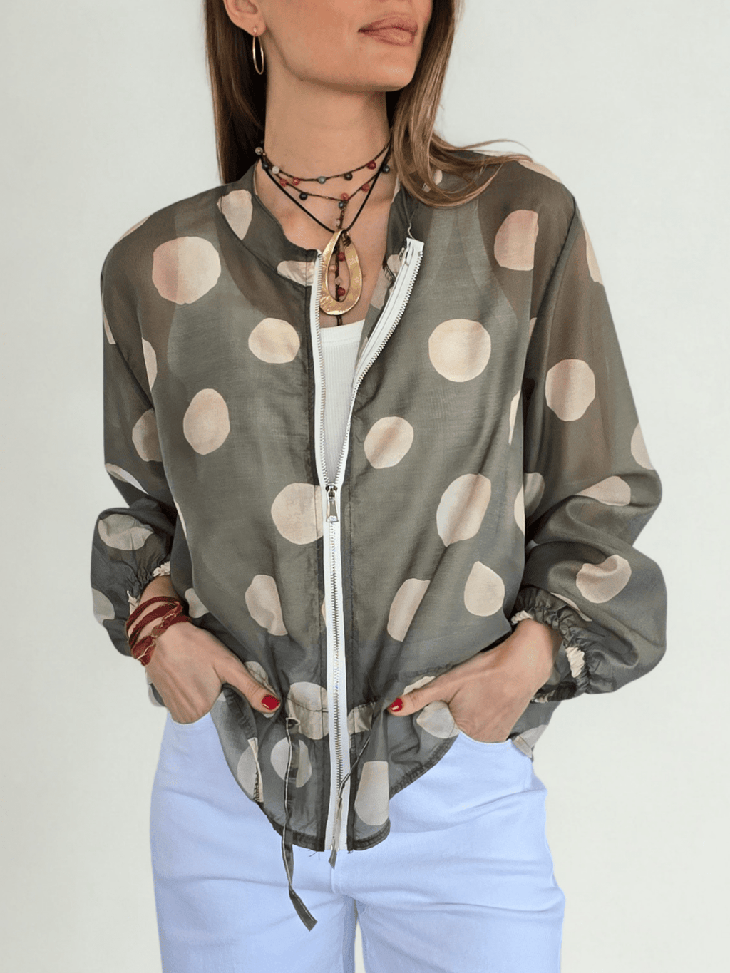 Chaqueta Italiana Lunares, fondo Verde