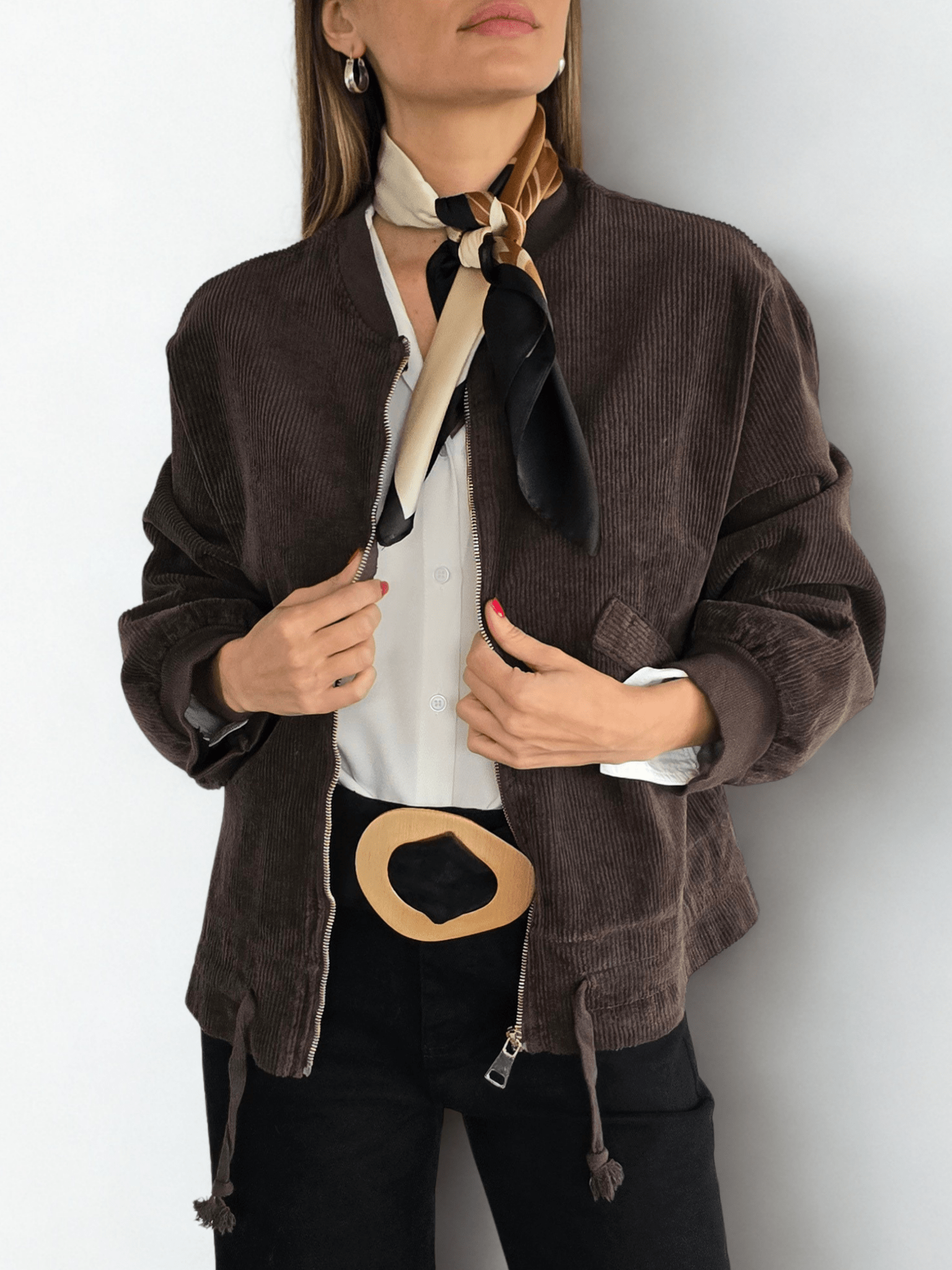 Chaqueta Italiana Bomber, color Café