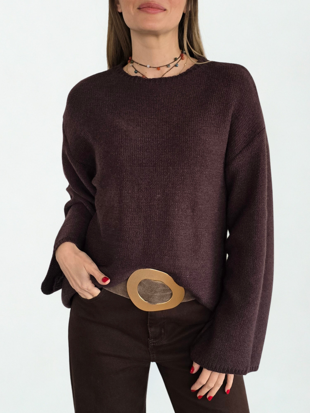 Sweater Manga Ancha, color Chocolate