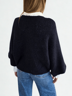 Sweater Italiano con Lazo, color Azul Marino