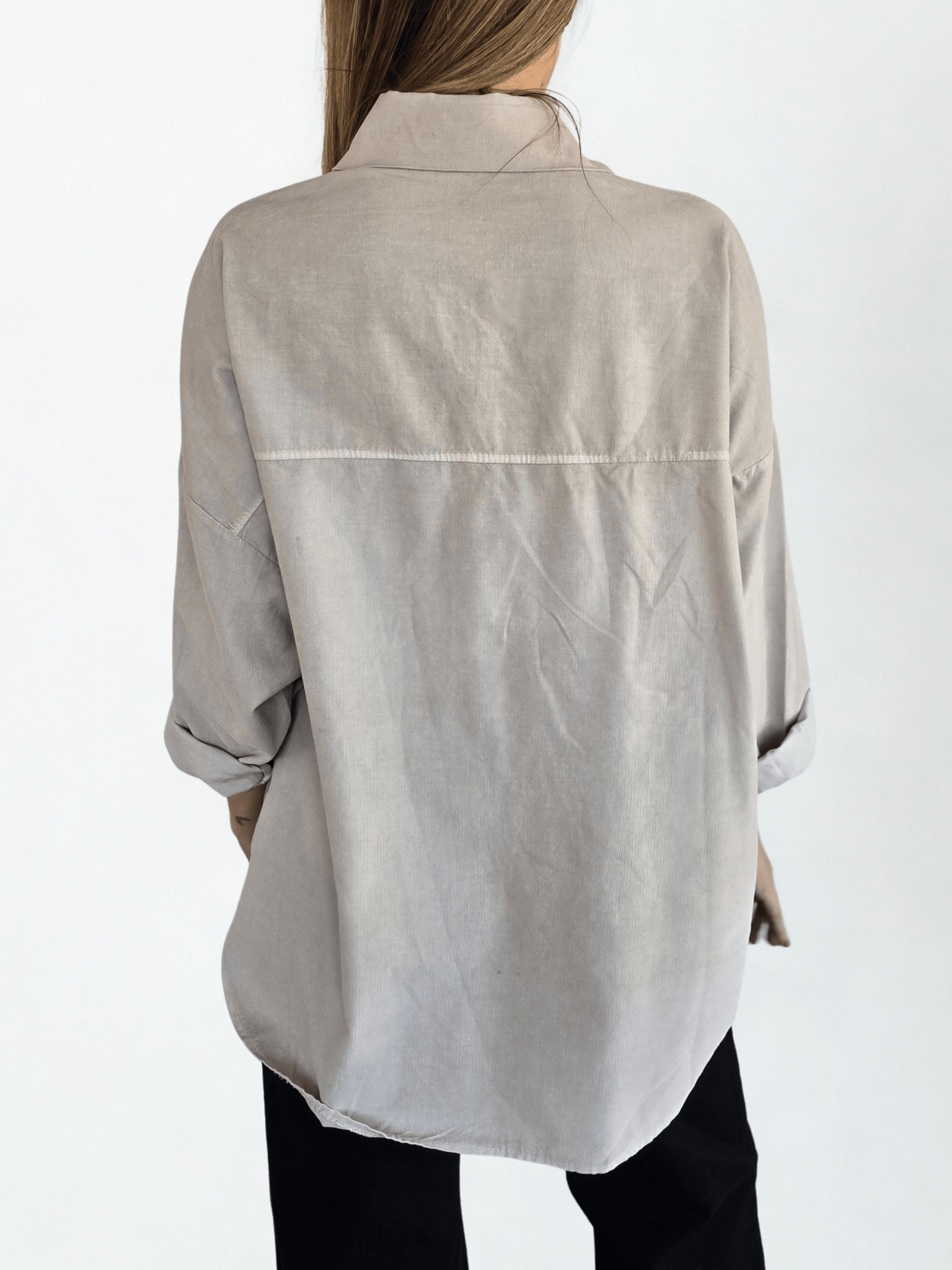 Blusa Italiana cotelé mil rayas, color Beige