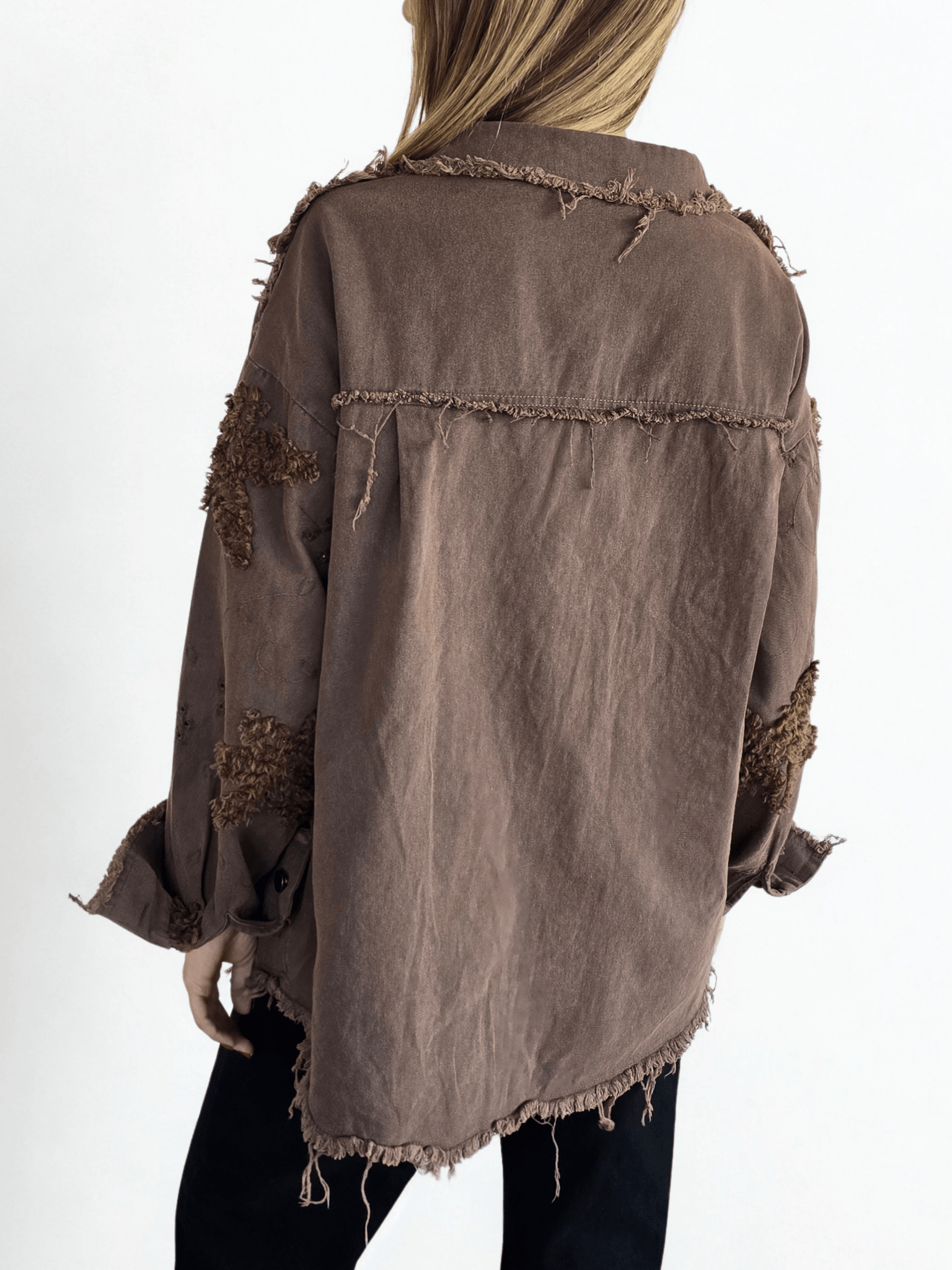 Chaqueta Bordada, color Chocolate