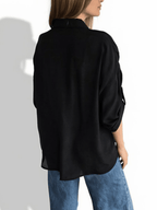 Blusa Bordado Hojas, color Negro
