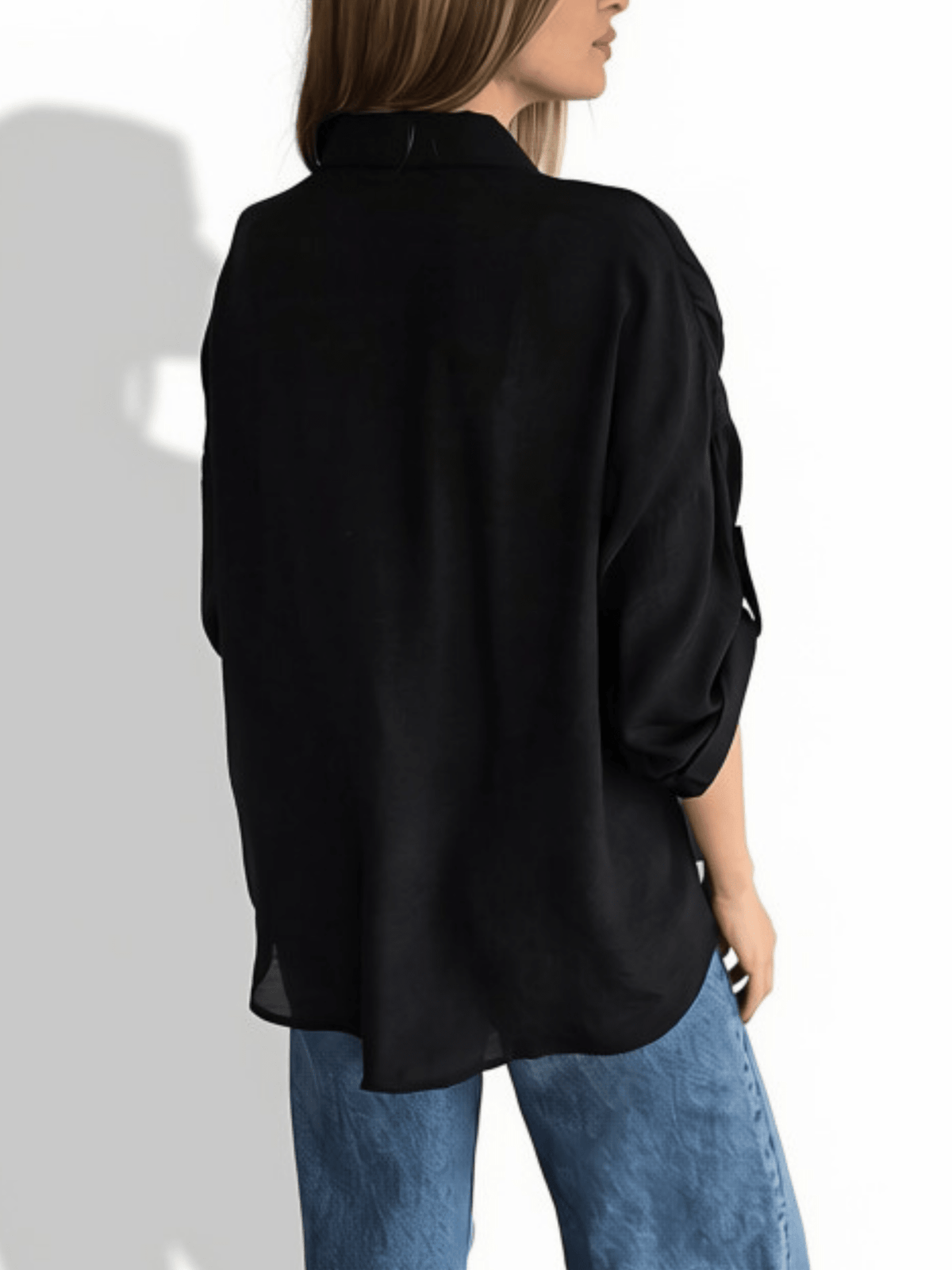 Blusa Bordado Hojas, color Negro
