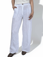 Pantalón 100% Lino Italiano, color Blanco