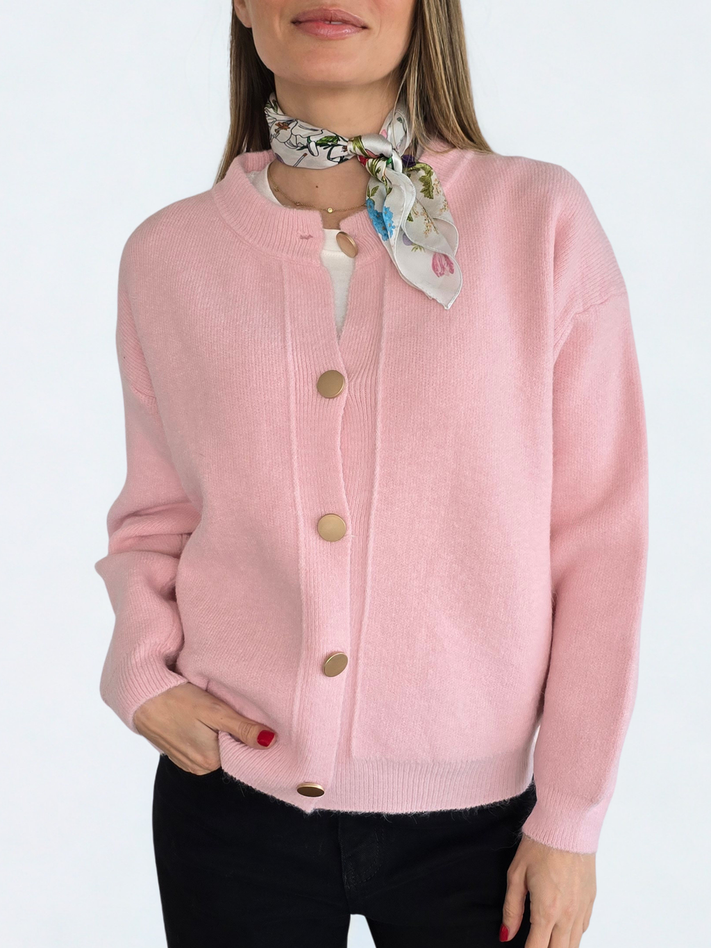 Chaleco Ribete, color Rosado