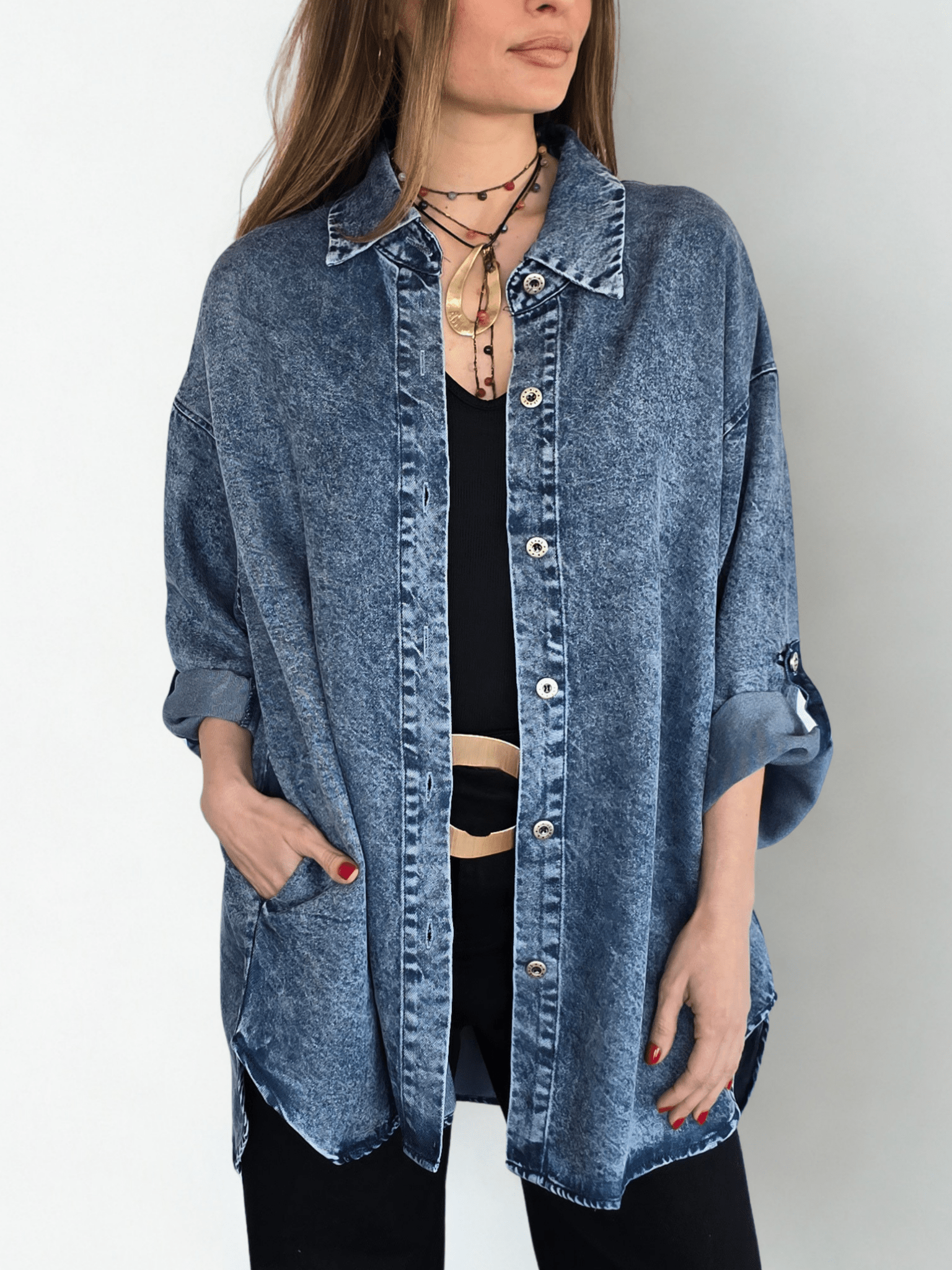 Chaqueta Jeans Tencel, color Azul