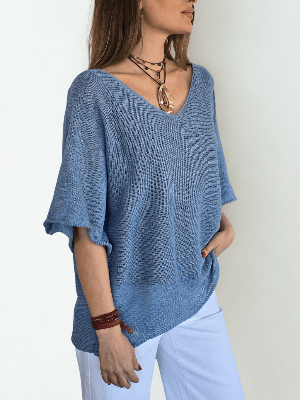 Sweater Italiano Hilo, color Celeste