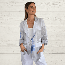 Cargar imagen en el visor de la galería, Chaqueta Blazer de Lino Italiano, estampada, fondo Blanco
