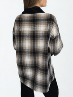 Blusa Escocesa con Cotelé, color Negro con Beige