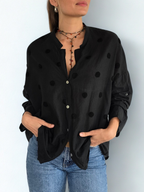 Blusa Italiana Bordado Circulos, color Negro