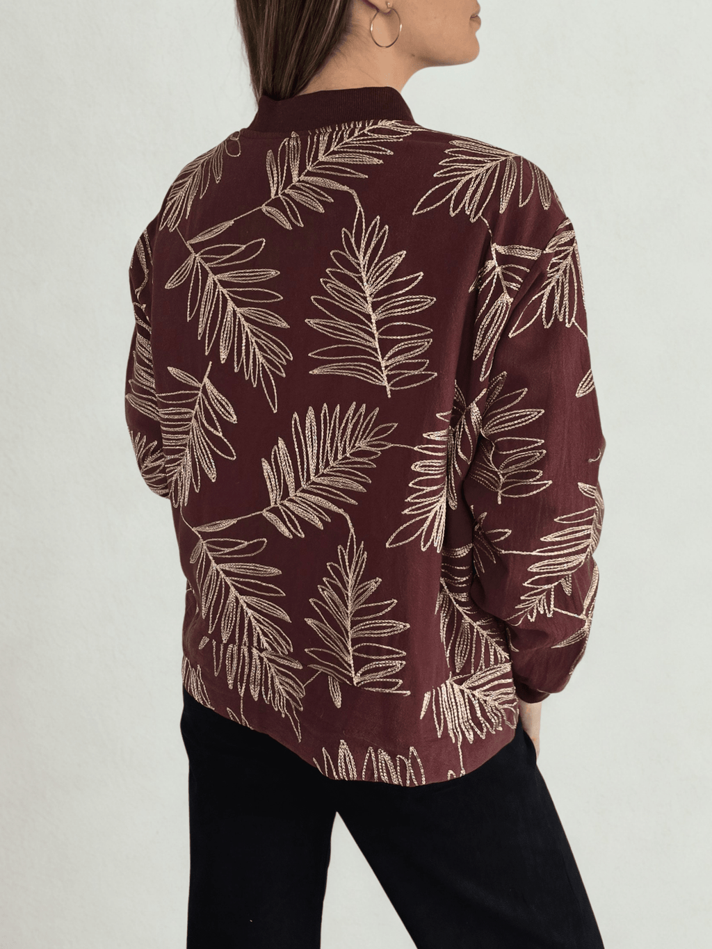 Chaqueta Bomber Bordado, color Burdeo