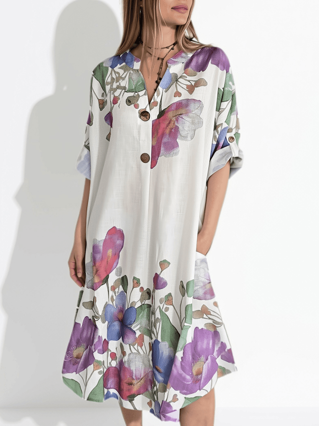 Vestido Estampado, fondo Blanco