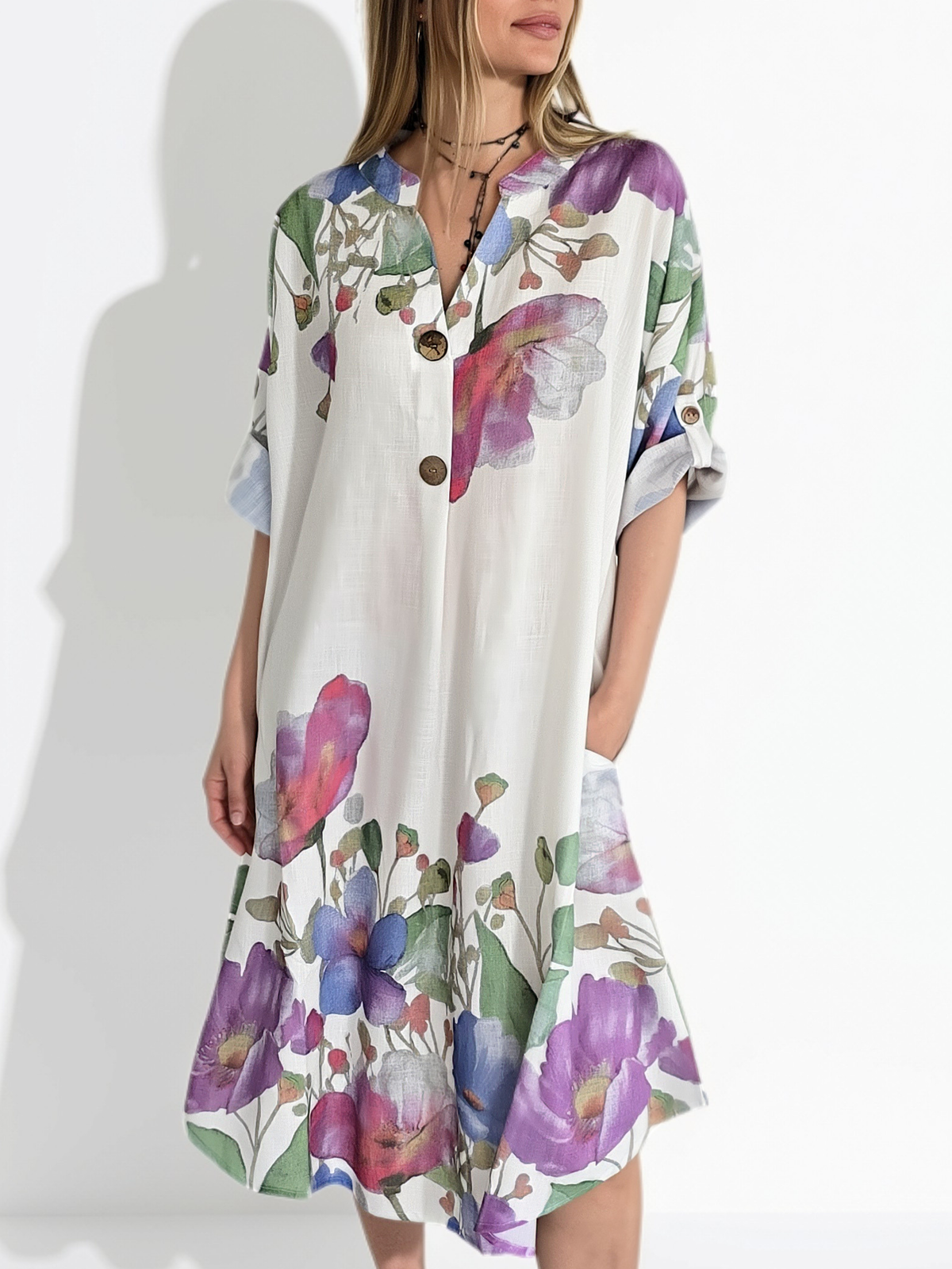 Vestido Estampado, fondo Blanco