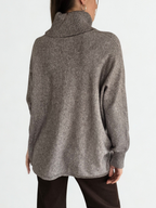 Sweater cuello subido Ribete, color Taupe