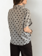 Blusa Italiana Lunares Manga corta, fondo Taupe