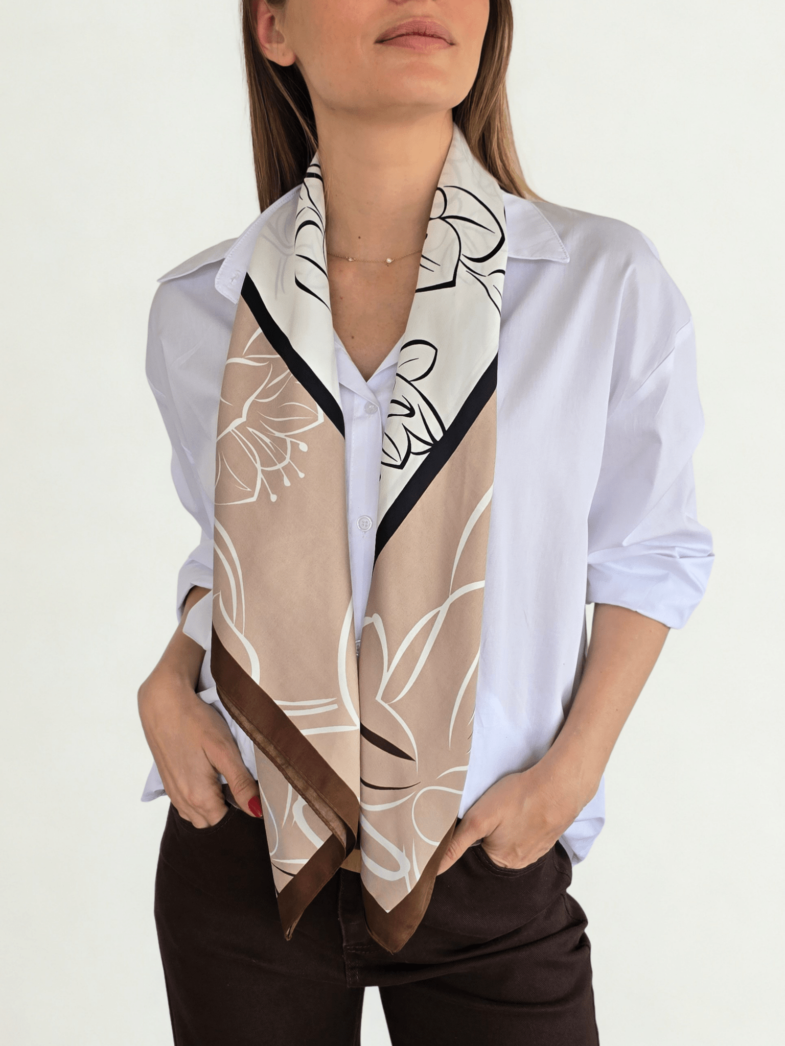 Pañuelo Estampado, Orilla Chocolate