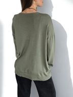 Sweater Escote en V, color Verde