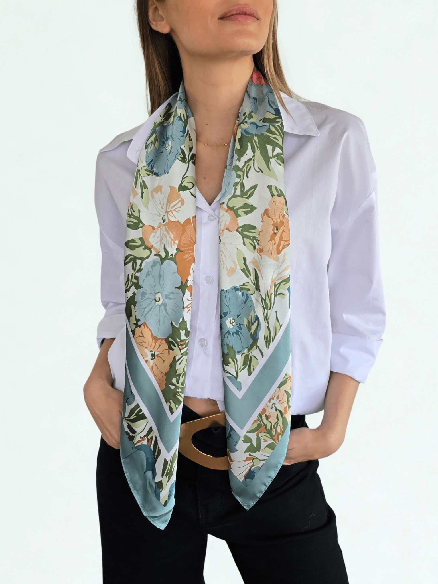Pañuelo Estampado, Orilla Verde Menta