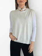 Sweater sin mangas Botones, color Blanco Invierno
