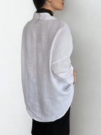 Blusa de Lino Italiano Ancha, color Blanco