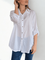 Blusa Italiana 100% Algodón, color Blanco