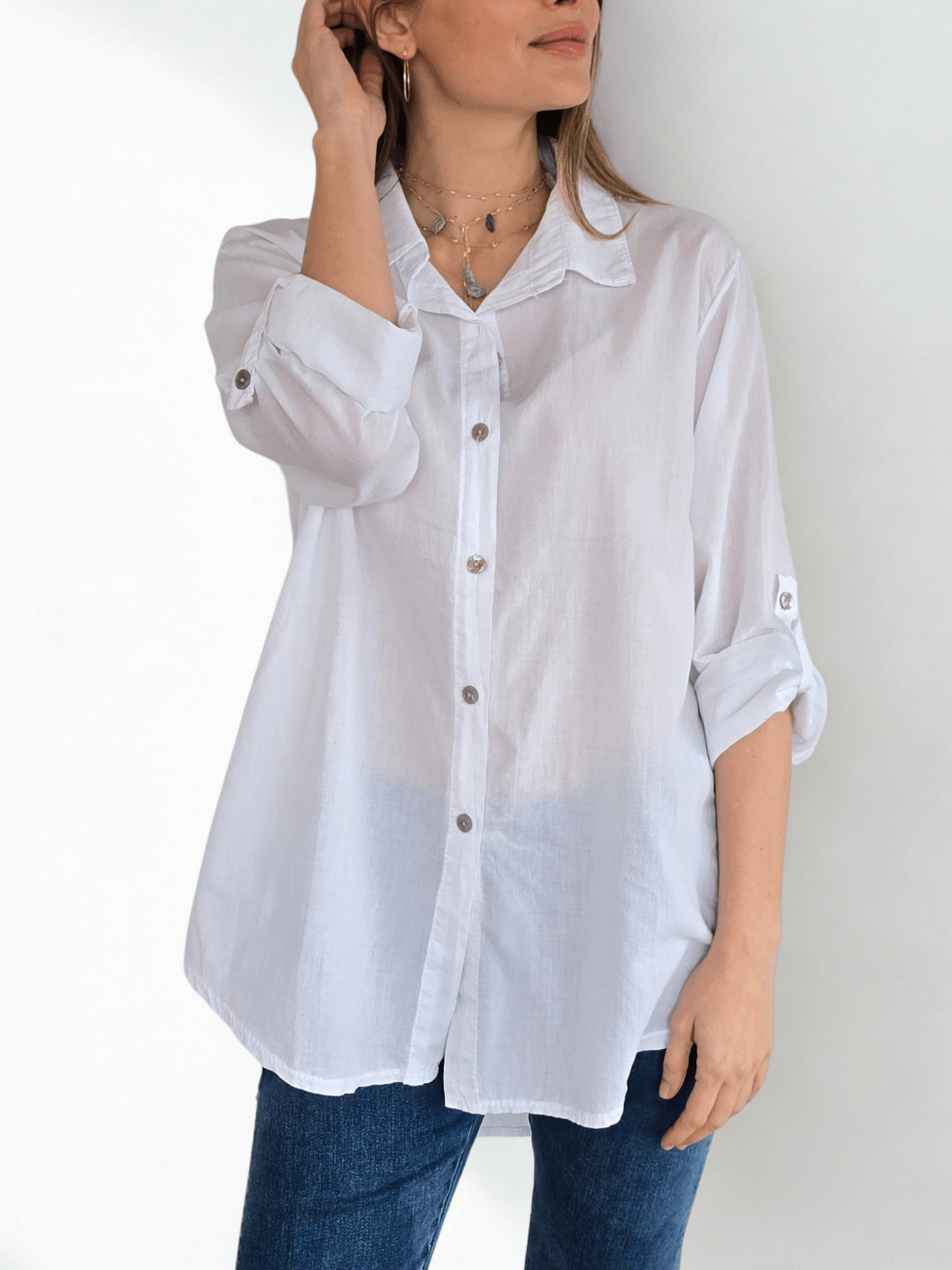 Blusa Italiana 100% Algodón, color Blanco