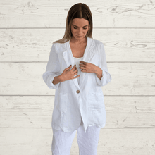 Cargar imagen en el visor de la galería, Chaqueta Blazer de Lino Italiano, color blanco
