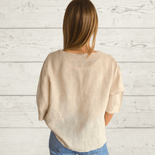 Cargar imagen en el visor de la galería, Chaqueta 100% lino Italiano un botón, color Beige
