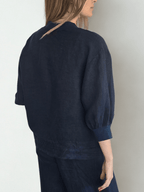 Chaqueta Bomber Italiana 100% Lino, color Azul Marino