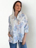 Chaqueta Estampada Flores, fondo Blanco