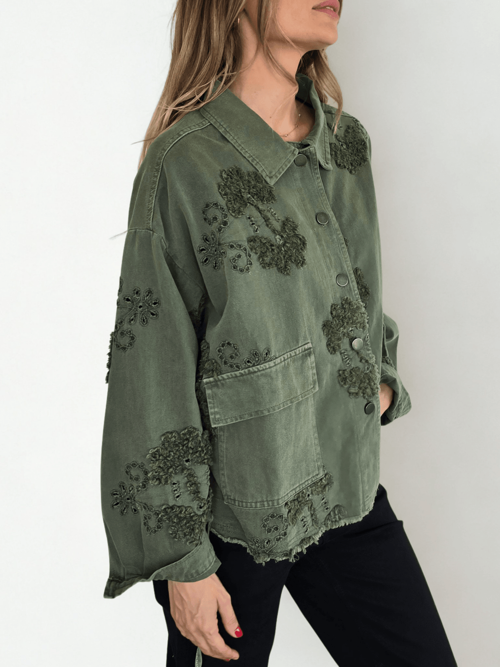 Chaqueta Italiana Bordada, color Verde