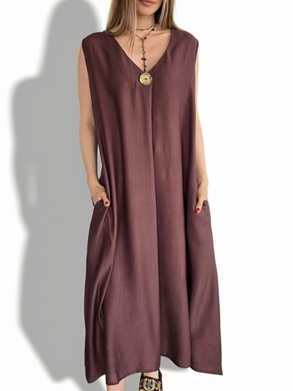 Vestido Un Botón, color Chocolate