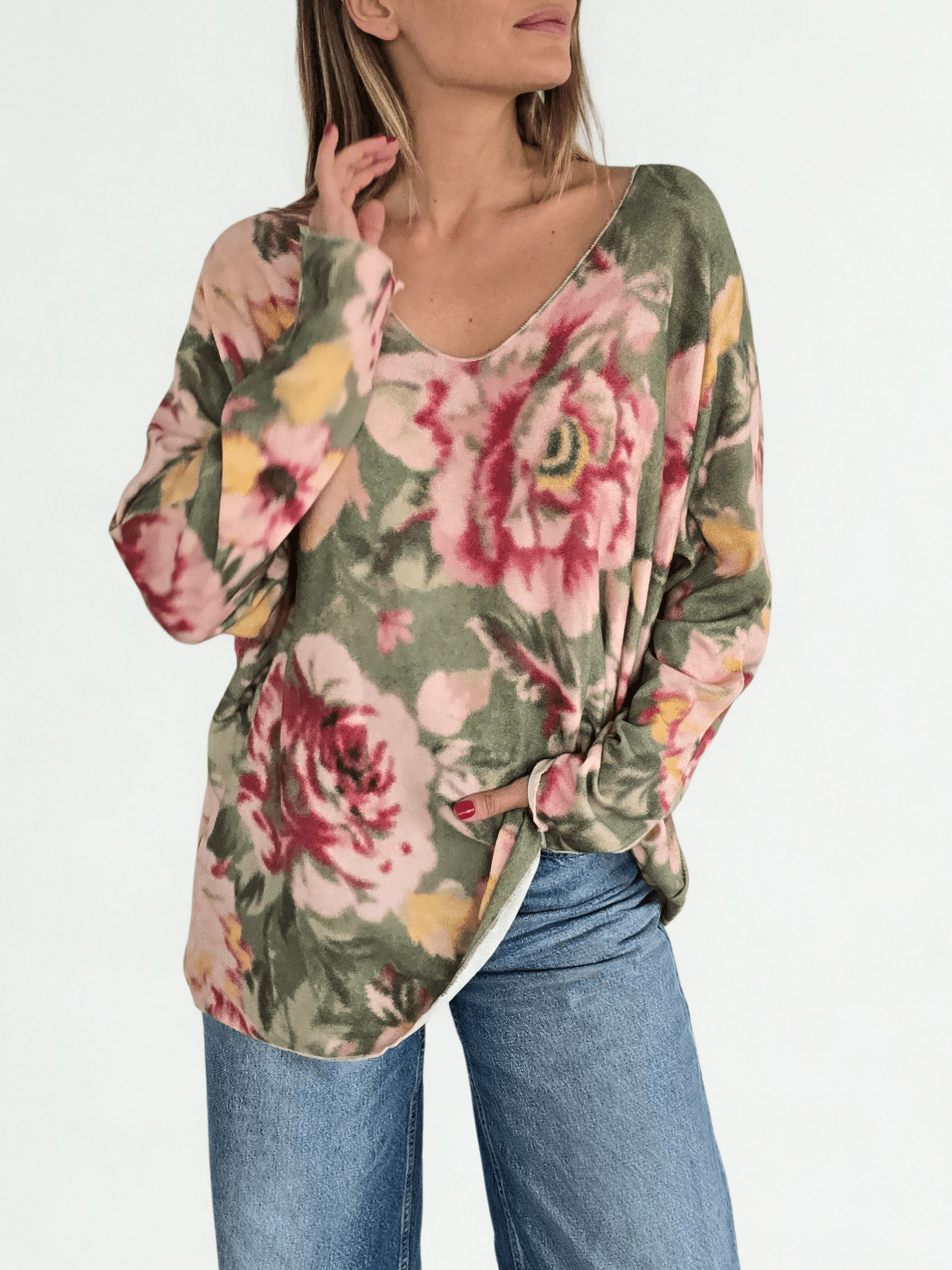 Sweater Italiano Estampado, colores Verde y Burdeo