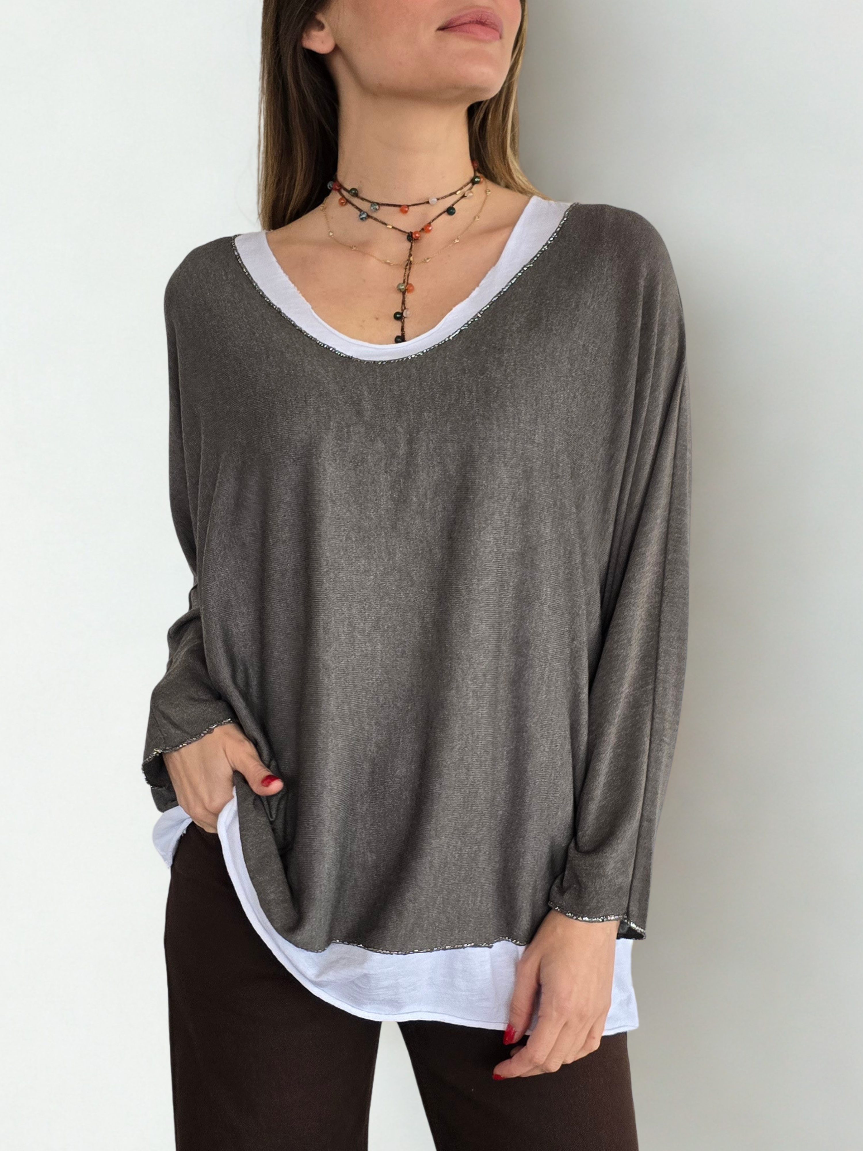Sweater Italiano con Polera, color Chocolate