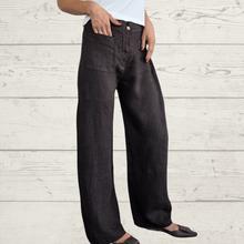 Cargar imagen en el visor de la galería, Pantalón 100% Lino Italiano dos bolsillos, color Chocolate
