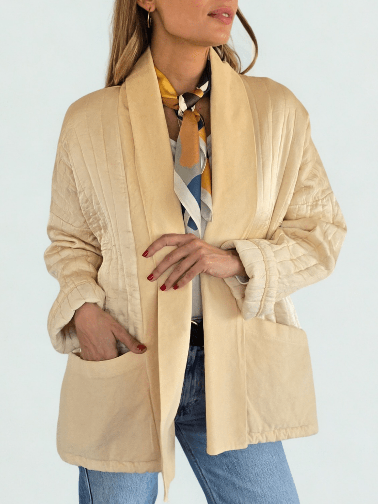 Chaqueta Italiana Lineal, color Mantequilla