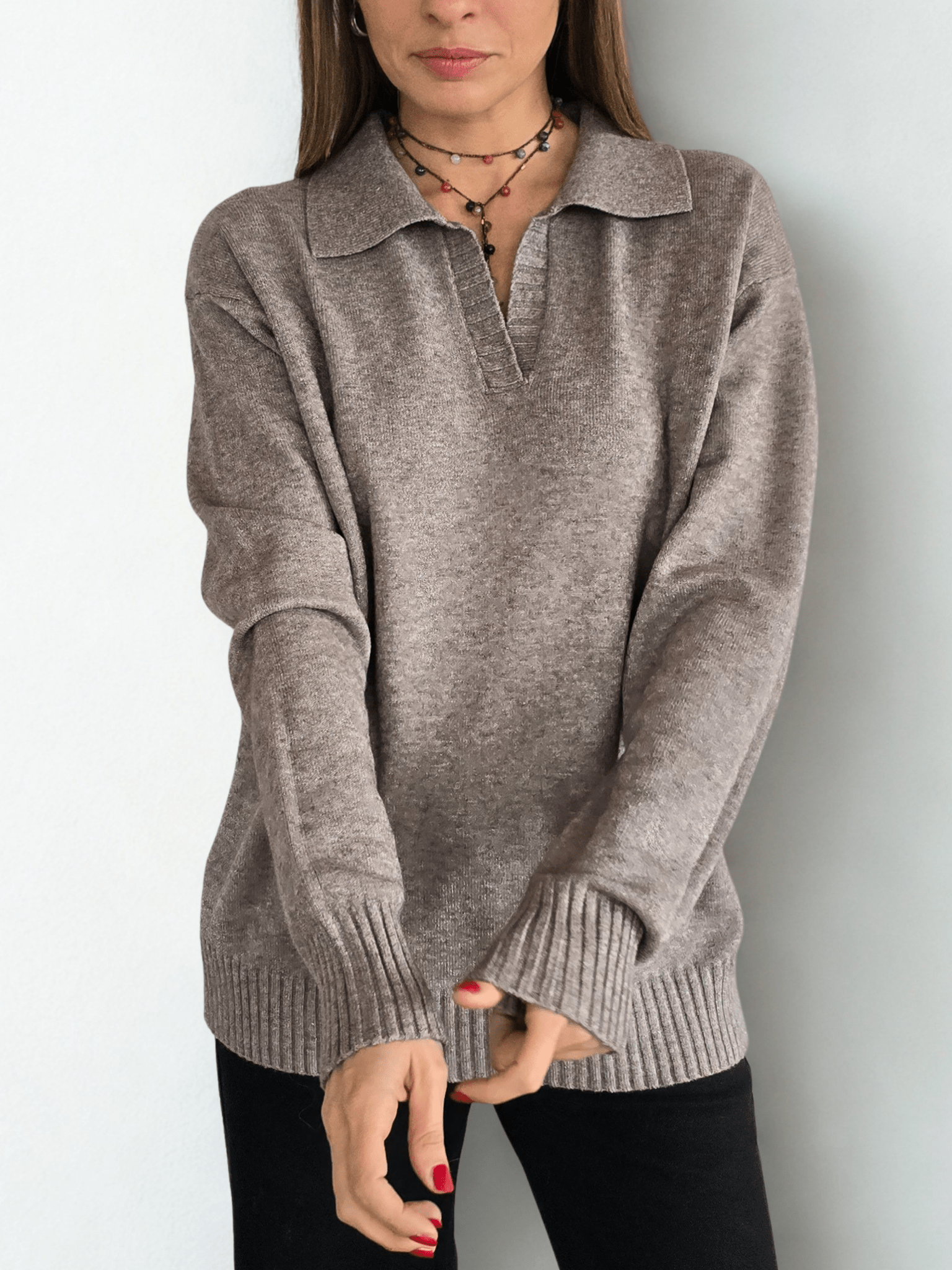 Sweater Con Cuello, color Taupe