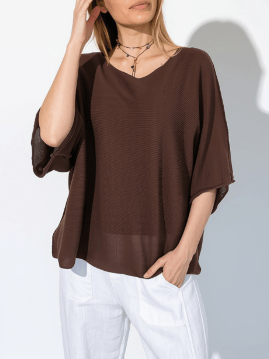 Sweater Italiano 3/4, color Chocolate