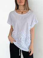 Polera Italiana Bordada, color Blanco