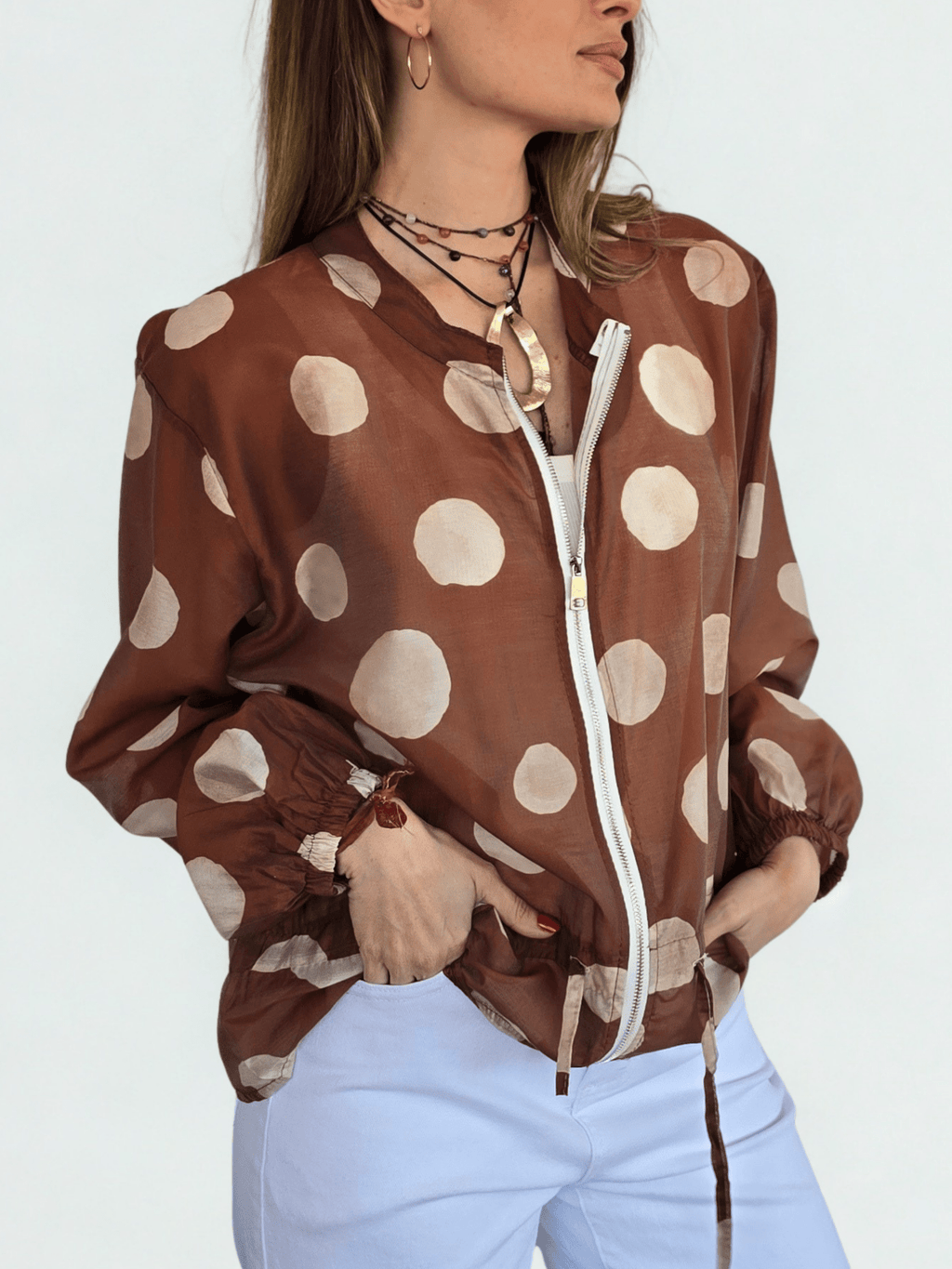 Chaqueta Italiana Lunares, fondo Terracota