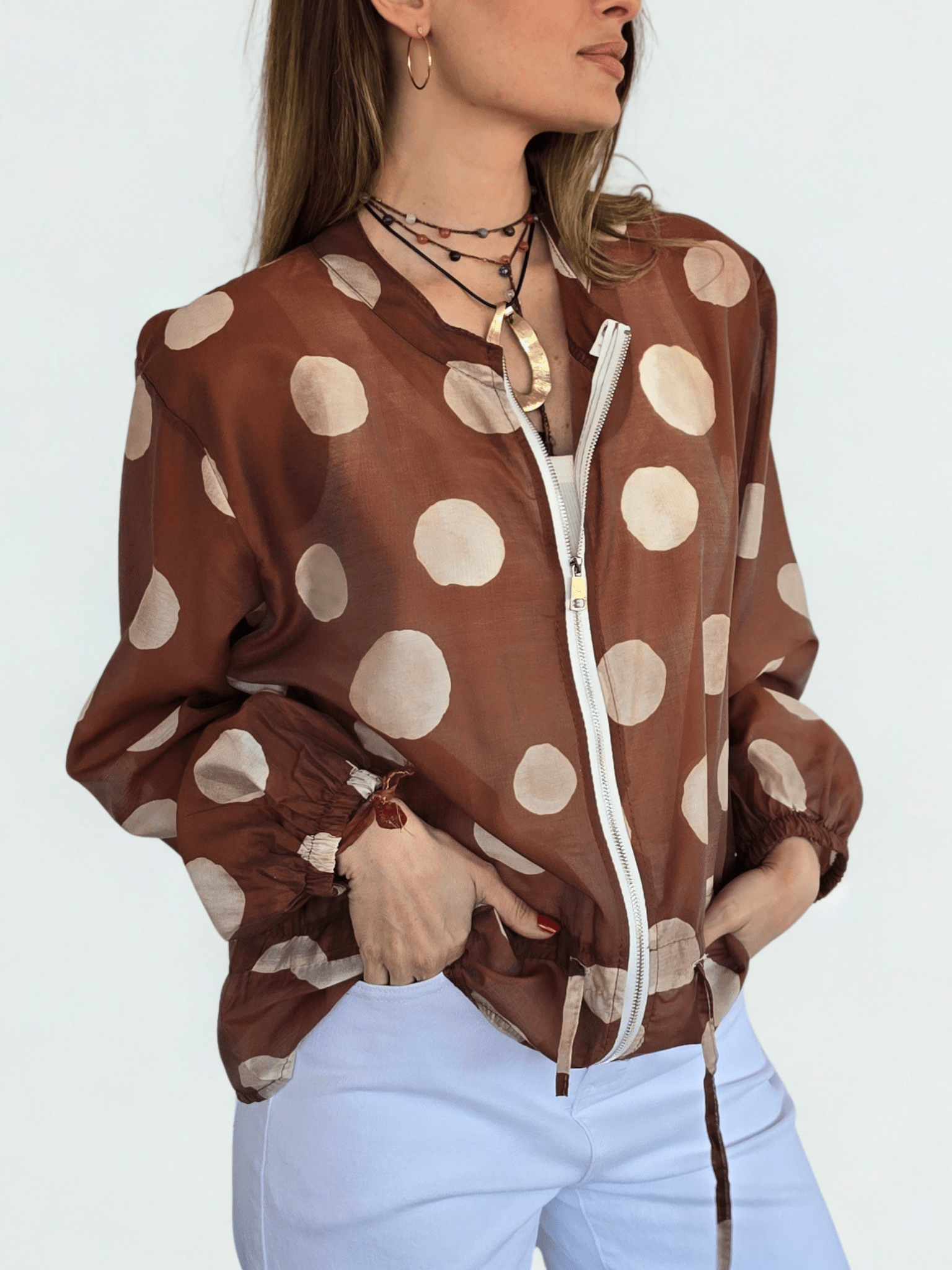 Chaqueta Italiana Lunares, fondo Terracota