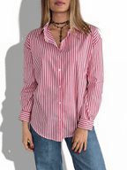 Blusa Rayada, color Rojo con Blanco